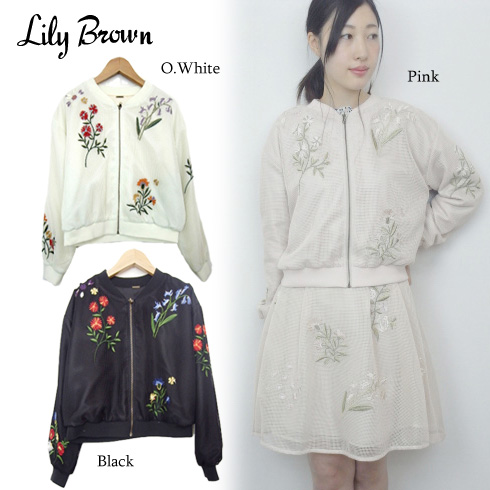 PAGEBOY今期 ベロア花柄刺繍ブルゾン lily brown snidel