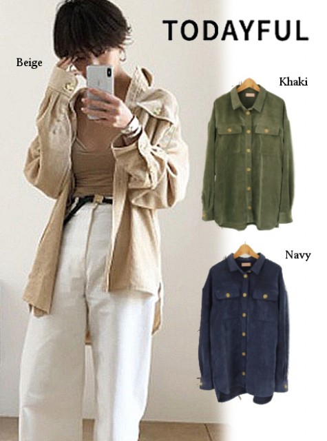 トゥデイフル＊Boyfriend Corduroy Shirtsレディース