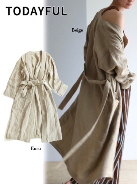 【美品】todayful リネンロングコート TODAYFUL トゥデイフル タックオーバートレンチコート｜BORN