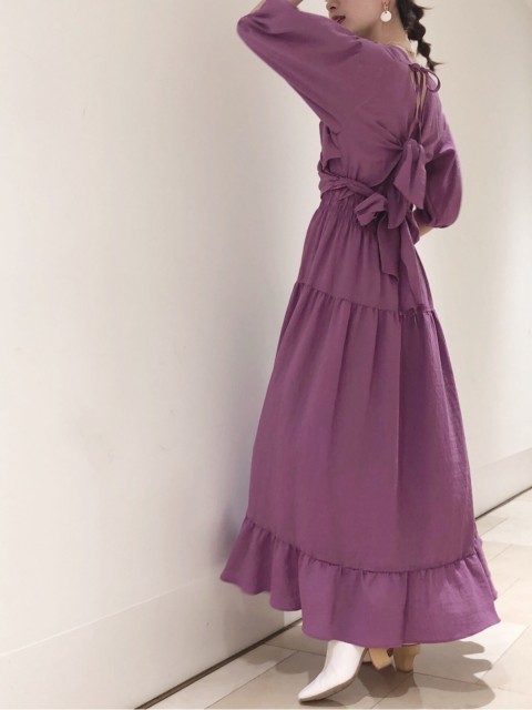 SNIDELワンピース　Sパープル SNIDEL（スナイデル）の「Sustainableケープチュールドレス