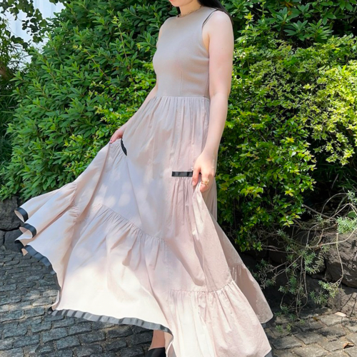 FRAY I.D フレイアイディー　ニットコンビティアードワンピース　ベージュ 楽天市場】【即日出荷】(期間限定12%OFF) FRAY I.D フレイアイディー